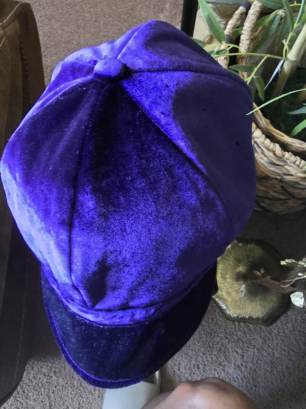 Apt. 9 Velvet Newsboy Cap in Deep Purple